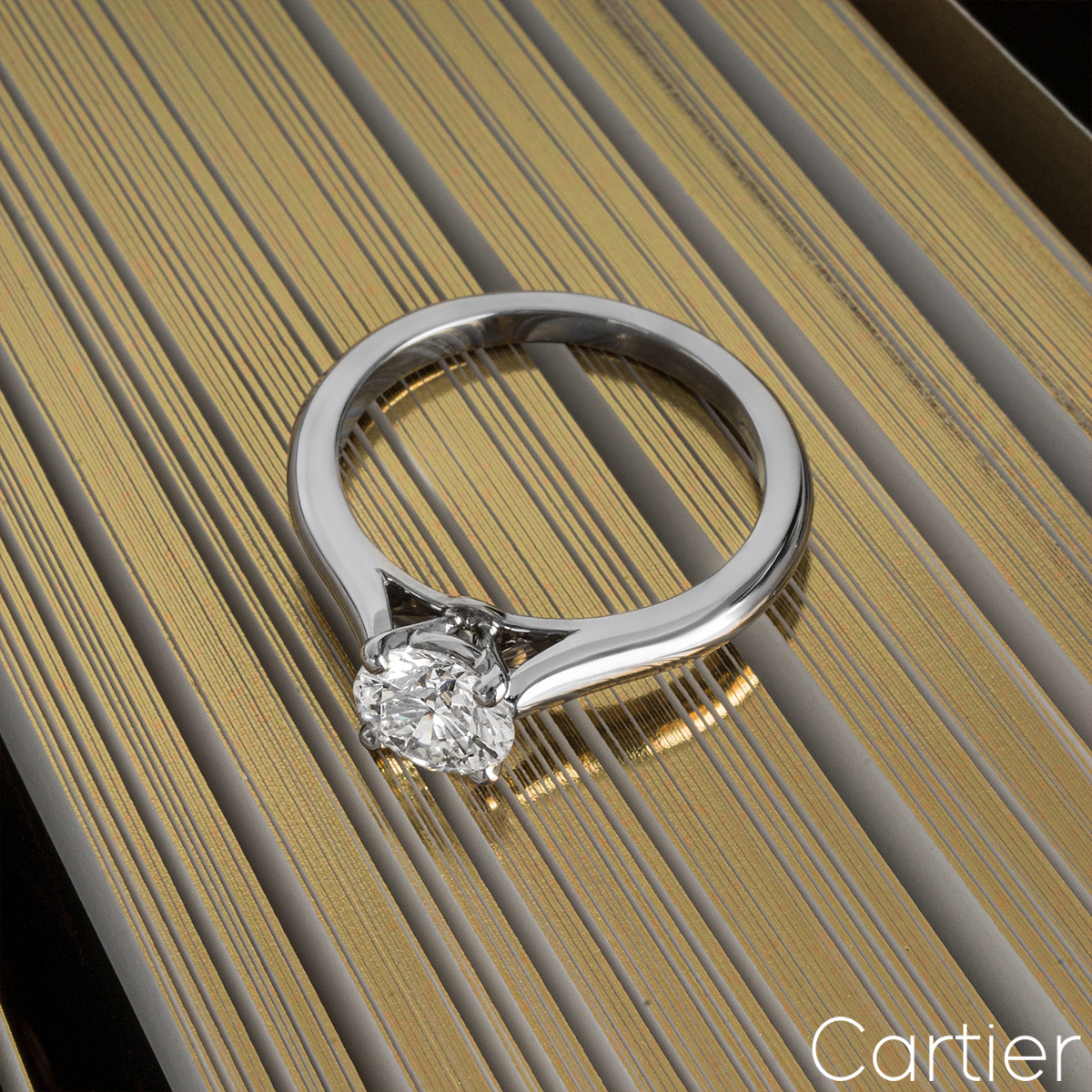 Cartier Platinum Round Brilliant Cut Diamond Solitaire 1895 Ring 1.21ct F/VVS1 XXX